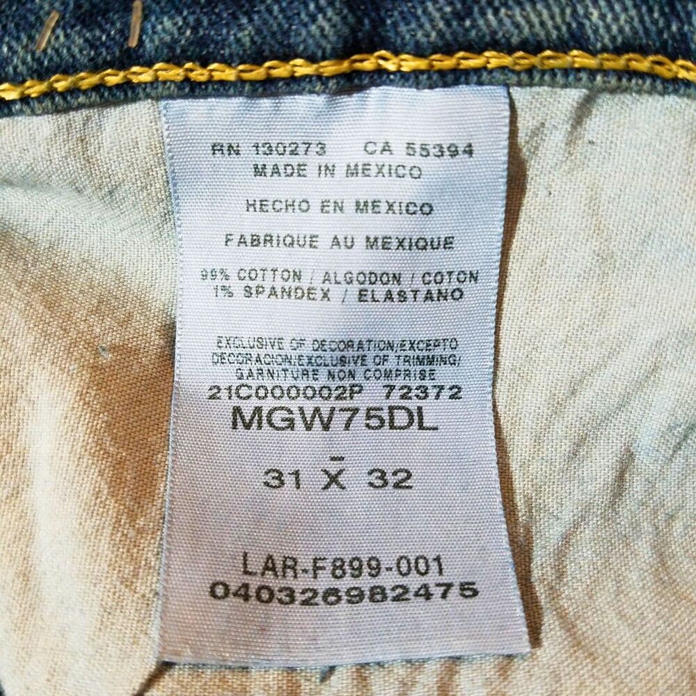 Wrangler Jeans Men’s 31x32 Blue Regular Fit Straight Leg Stretch Denim - Picture 5 of 5
